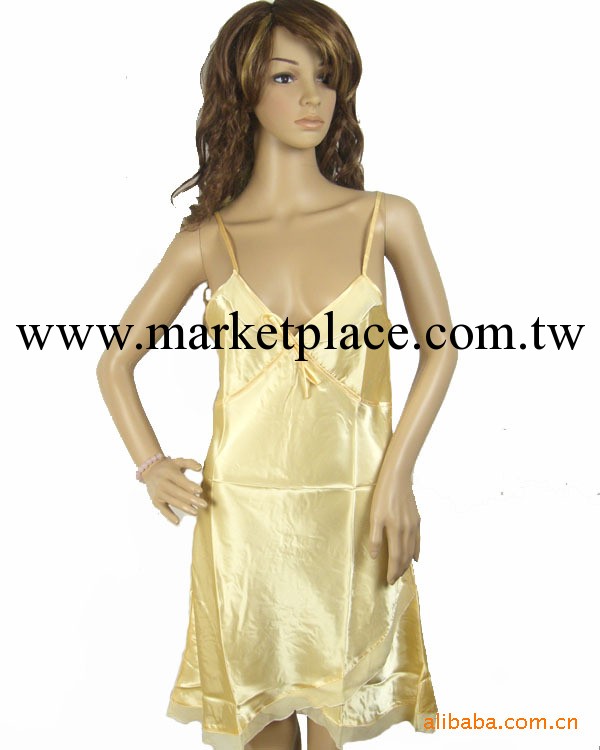 一件起可混批性感時尚仿真絲吊帶裙純色女士真絲吊帶睡裙黃色批發・進口・工廠・代買・代購