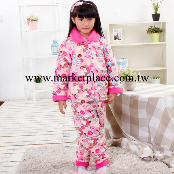 新款米樂迪超柔珊瑚絨夾棉傢居服套裝 女孩女童加厚保暖兒童睡衣工廠,批發,進口,代購