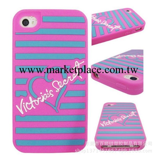 維多利亞的秘密iphone5s手機殼 Victoria's蘋果4條紋愛心矽膠套工廠,批發,進口,代購