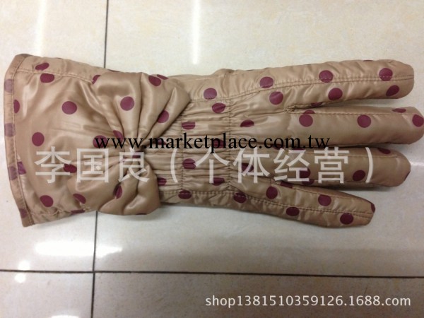 廠傢直銷2013最新女式時尚圓點抽筋保暖手套  防水工廠,批發,進口,代購