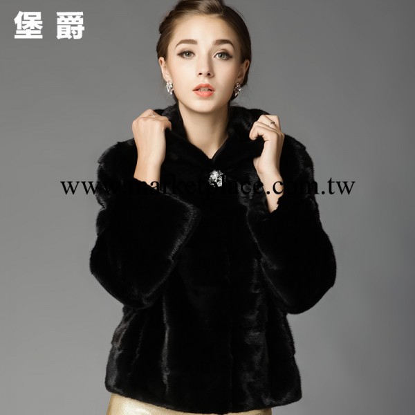 【企業集采】堡爵2013歐美進口整貂九分袖女士連帽水貂毛皮草外套工廠,批發,進口,代購
