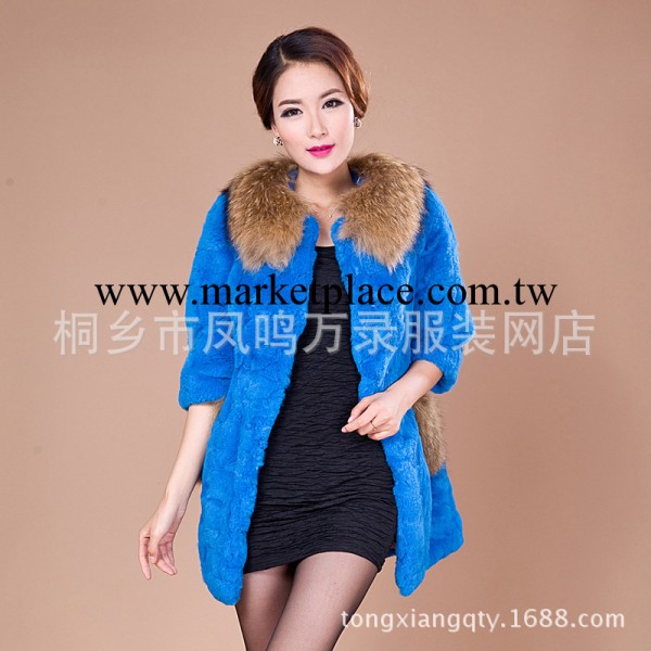 2013冬款高檔七分袖中長款貉子大毛領女裝外套海寧正品皮草 混批工廠,批發,進口,代購