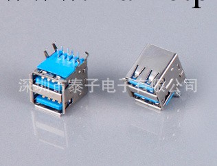 廠傢供應雙層90度平彈彎腳USB母座/雙層USB連接器工廠,批發,進口,代購