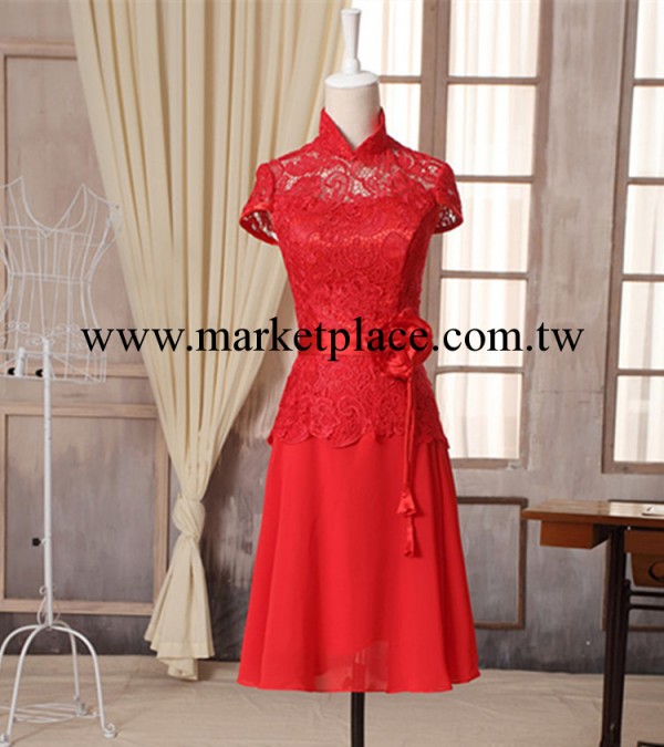 2013最新款蕾絲旗袍短款 新娘結婚紅色敬酒服 歡迎經銷商參觀工廠工廠,批發,進口,代購