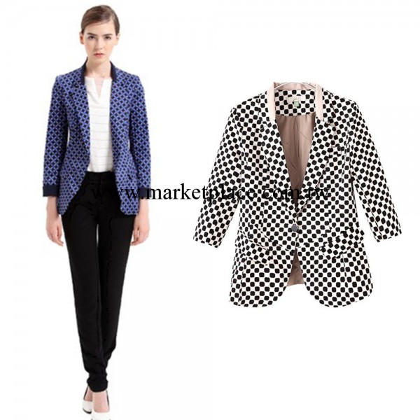LF-H81 2013歐美女裝新款 LILY七分袖波點女式一粒扣小西服批發工廠,批發,進口,代購