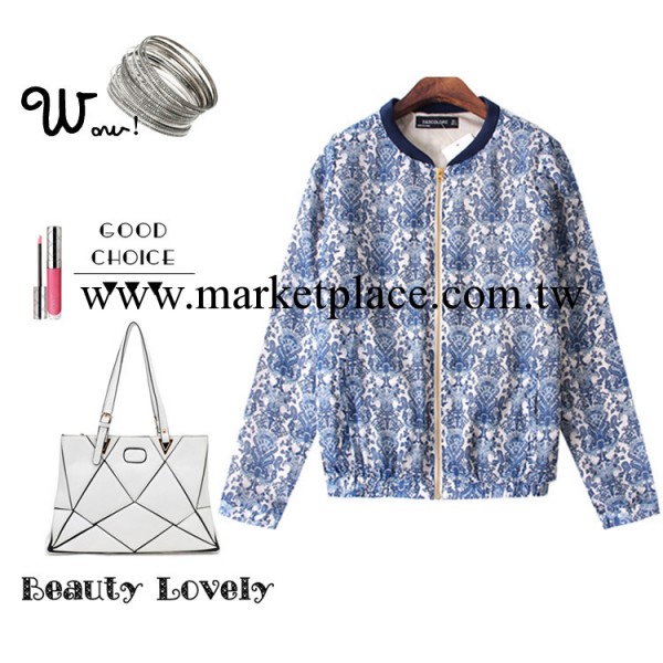 $ZF  歐美風 青花瓷拉鏈短款夾克小外套批發X1413工廠,批發,進口,代購