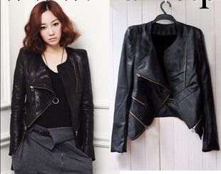 新款韓版女裝短款修身機車服PU皮衣皮夾克小外套工廠,批發,進口,代購