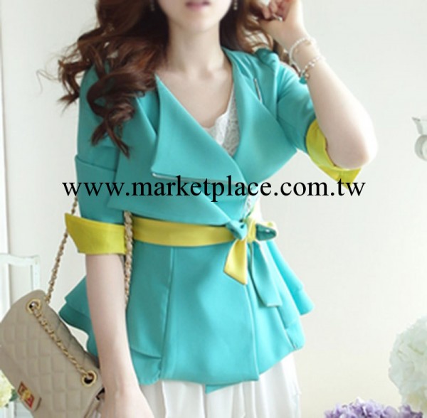 2013新款女秋裝拼色小西裝女士韓國修身七分袖短外套西服顯瘦6506工廠,批發,進口,代購