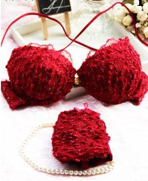 2013新款日系前扣聚攏美背性感紅色胸罩套裝蕾絲少女可愛內衣工廠,批發,進口,代購