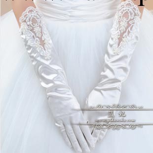 新娘手套 有指 結婚婚紗手套 蕾絲繡珠花邊長款  韓式新款批發工廠,批發,進口,代購