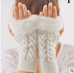 2013新款 韓版 保暖毛線手套 露指 短款帶仿兔毛手套義烏批發批發・進口・工廠・代買・代購