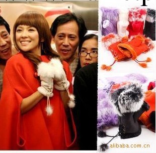廠傢直銷 2013新款章子怡非常完美兔毛半指保暖手套  特價批發工廠,批發,進口,代購