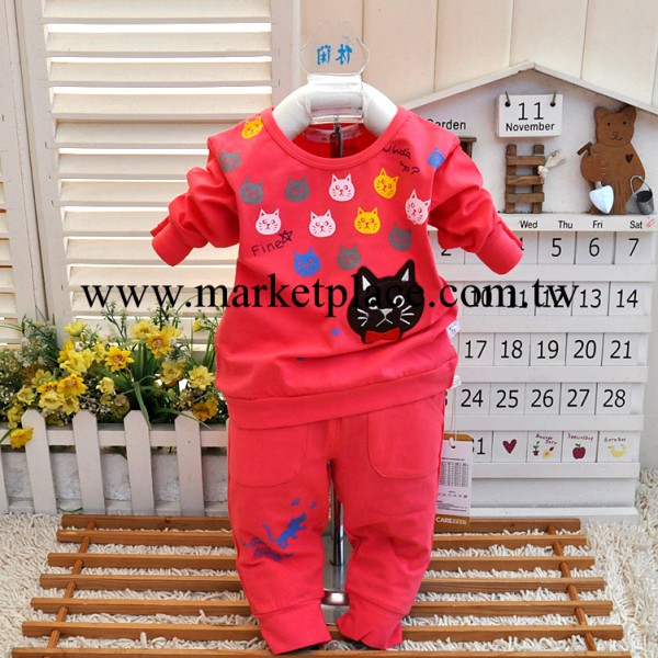 廠傢直銷 春秋款童套裝 童雨貝貝TYBB002 貓咪圓領彈力童裝外出服工廠,批發,進口,代購