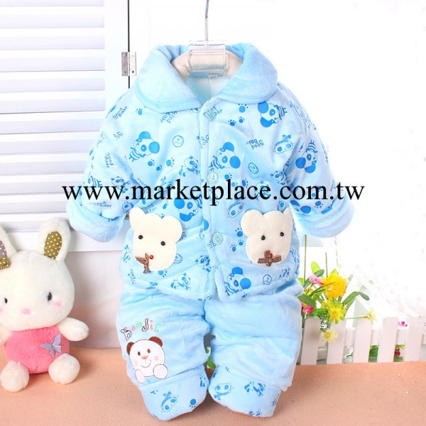 陽光寶寶 蝴蝶結小熊頭寶寶棉衣兩件套 童套裝外出服 0-3個月工廠,批發,進口,代購