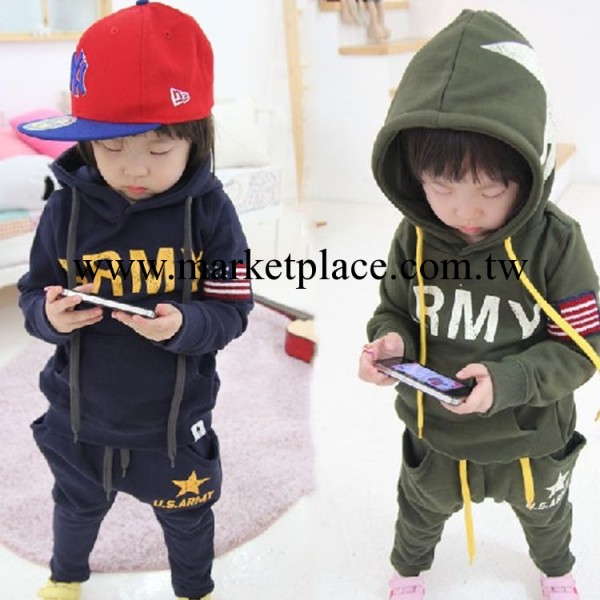新款2013韓版休閒童套裝 五角星連帽加厚男童全棉套裝 兒童兩件套批發・進口・工廠・代買・代購