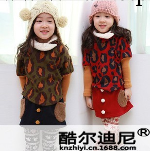 2013秋季韓版兒童套裝批發 豹紋蝙蝠衫裙褲兩件套 時尚女童套裝工廠,批發,進口,代購