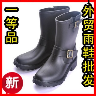 日本西部牛仔風格雨靴 雨鞋女士水鞋套鞋黑色正品（支持1件代發）批發・進口・工廠・代買・代購