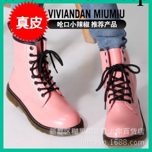 歐美英倫新款女士棉靴冬季純色牛皮女短靴歐美風馬丁靴 真皮女靴工廠,批發,進口,代購