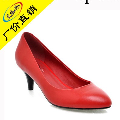 品牌女鞋批發 可定做大小碼 大紅色女士高跟鞋韓版 淺口真皮單鞋工廠,批發,進口,代購
