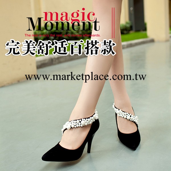 上多供應新款尖頭高跟鞋女鞋 歐美時尚斜帶珍珠真皮女士單鞋批發工廠,批發,進口,代購