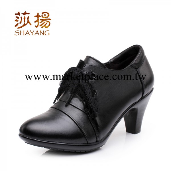 廠傢真皮女士單鞋頭層牛皮大碼系帶高跟軟底舒適皮鞋批發零售899工廠,批發,進口,代購