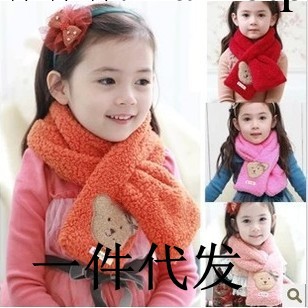 一件代發新款韓版兒童保暖圍巾可愛小熊保暖毛絨寶寶圍巾圍脖批發批發・進口・工廠・代買・代購