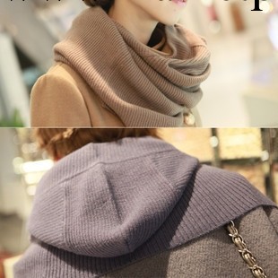 F011  圍巾 批發 一體的快樂毛線 針織連帽 圍脖*批發・進口・工廠・代買・代購