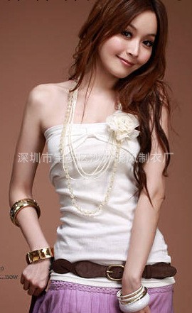 2013韓版女裝上衣 全棉多色 淑女蝴蝶結裹胸 無袖背心工廠,批發,進口,代購