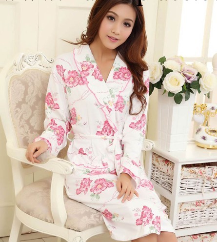 2013春秋季女式棉質長袖睡衣睡袍高貴花朵睡衣傢居服睡袍工廠,批發,進口,代購