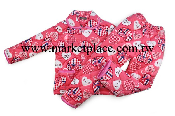 廠傢直銷 冬季新款三層加厚珊瑚絨夾棉睡衣女士加大碼傢居服套裝工廠,批發,進口,代購