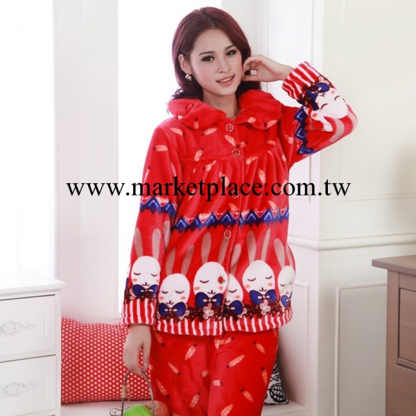 【柔思康】秋冬珊瑚絨水貂絨新品休閒傢居服女士長袖睡衣套裝工廠,批發,進口,代購
