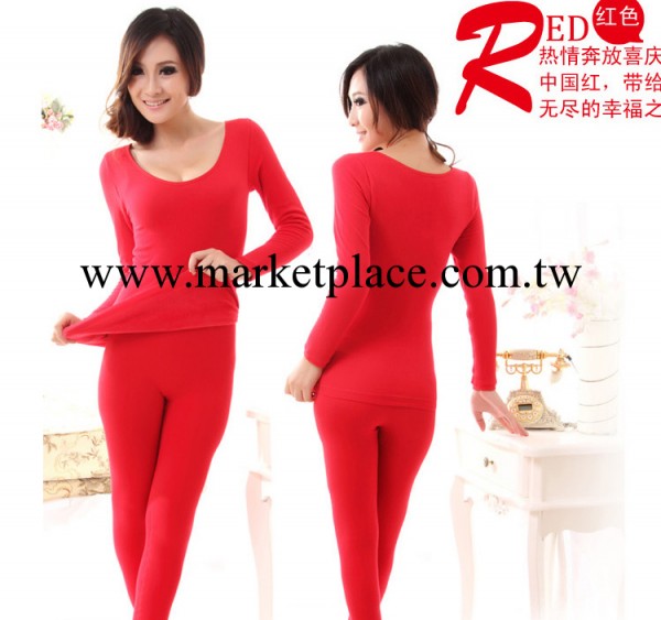 加厚拉絨女士無縫美體內衣套裝圓領修身收腹托胸保暖內衣廠傢直銷工廠,批發,進口,代購