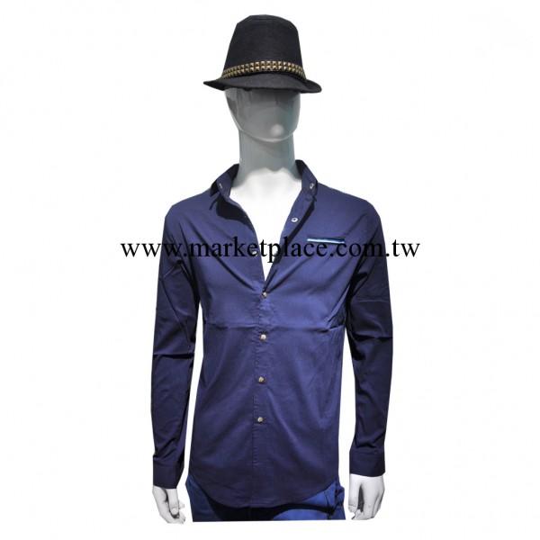 韓版男裝 秋裝修身男士長袖襯衫 藍色男式襯衣 男 瑞安批發商城批發・進口・工廠・代買・代購
