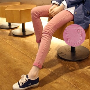 韓國代購正品進口女褲2013春裝新款個性粉色顯瘦小腳牛仔褲#批發・進口・工廠・代買・代購