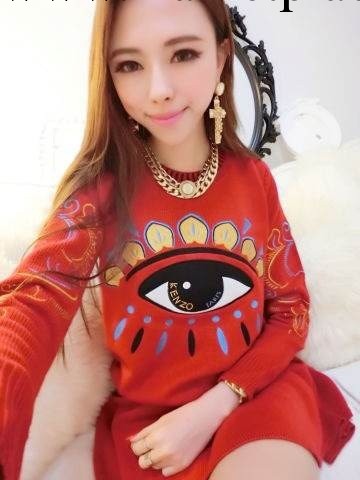 秋冬新款 精致刺繡眼睛針織上衣大擺裙套裝連衣裙工廠,批發,進口,代購