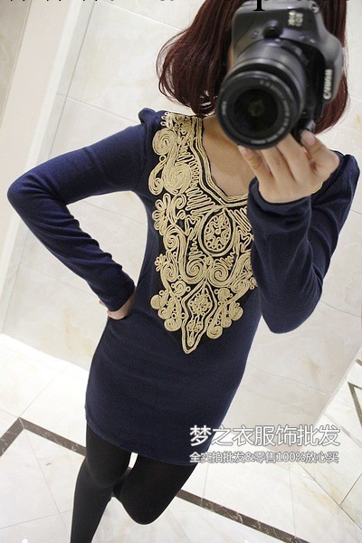 2013新款韓版秋冬裝女式氣質蕾絲貼身包臀連衣裙打底衫加絨厚批發工廠,批發,進口,代購