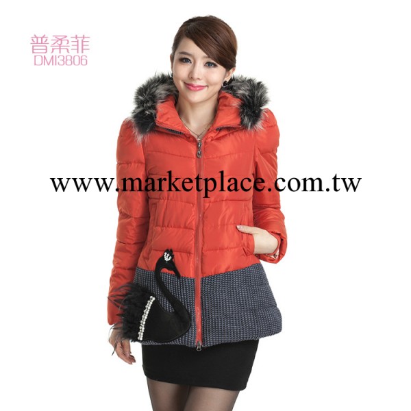 普柔菲品牌新款羽絨衣批發 毛領修身女式中長款羽絨衣 一件代發工廠,批發,進口,代購