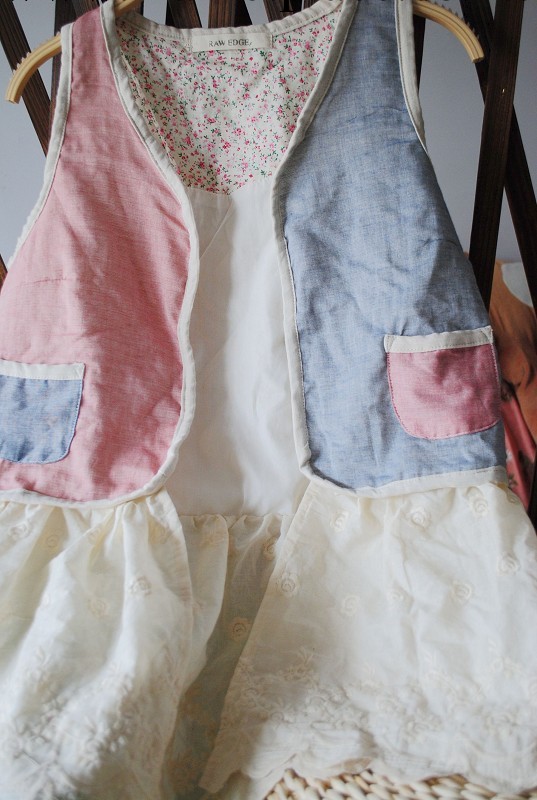 2013日單新款森系文藝范刺繡棉麻碎花佈撞色拼接馬甲女裝打底馬甲工廠,批發,進口,代購