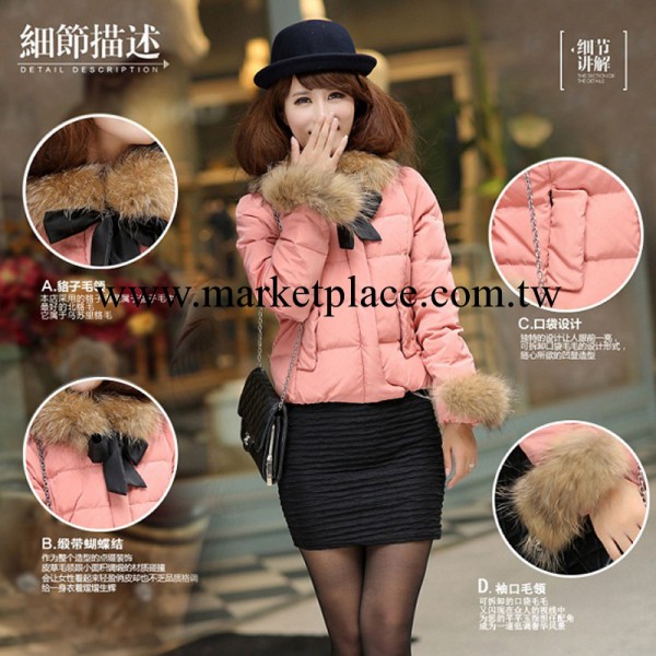 2013韓版新品女式短款甜美公主口袋帶毛領羽絨棉服修身顯瘦棉衣工廠,批發,進口,代購