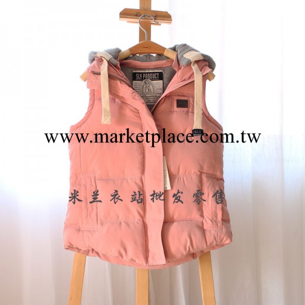 2013秋冬新款日系SLY跟單加厚棉雙層可脫卸帽麂皮絨女式馬甲批發工廠,批發,進口,代購