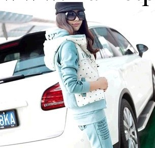 秋冬新款女裝批發加厚抓絨女式衛衣套裝時尚運動女士絨衫三件套工廠,批發,進口,代購