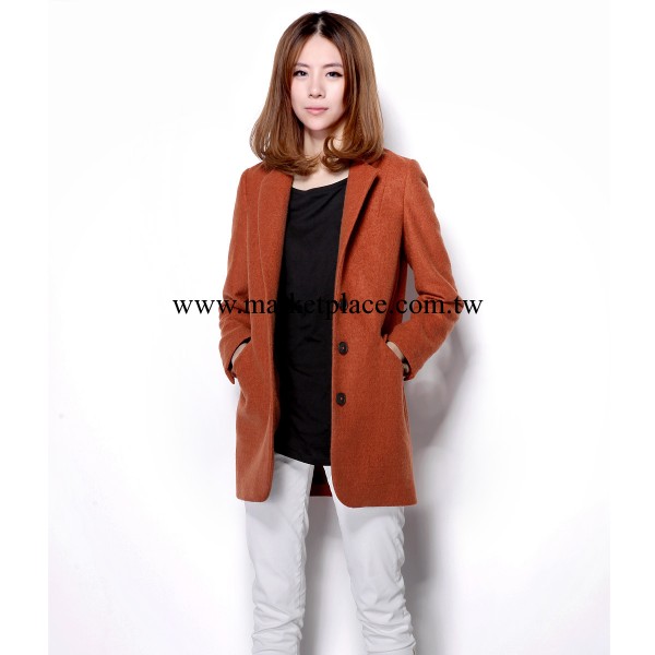 外貿歐美原單2013新品冬裝女式羊毛呢西裝外套大衣橙色黑色WB033工廠,批發,進口,代購