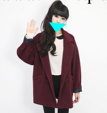 2013韓國東大門冬季女裝毛呢大衣 女式休閒風衣 呢料大衣正品代購工廠,批發,進口,代購