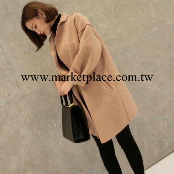 2013女裝新款好做工翻領毛呢風衣中長款毛呢外套女士大衣11165#工廠,批發,進口,代購