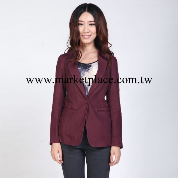 MIIIM 3502 正品新款純亞麻一粒扣小西服修身雙後開叉小西裝女式工廠,批發,進口,代購