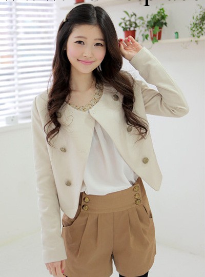 2013韓版雙排扣圓領修身顯瘦女士小西裝工廠,批發,進口,代購