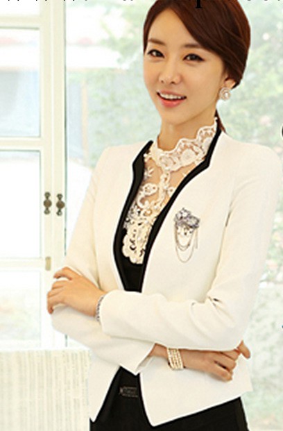 1356#秋季短款韓版小西裝外套OL職業修身西服女士小外套(配胸花)工廠,批發,進口,代購
