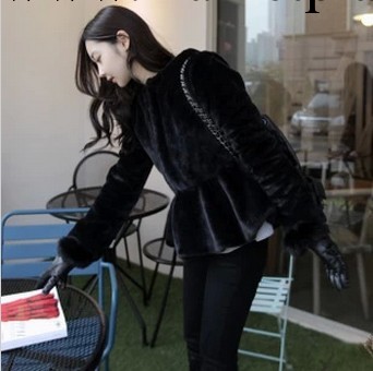 2013秋冬新款女外套韓版保暖荷葉邊裙擺仿皮草 短款小外套大衣潮工廠,批發,進口,代購