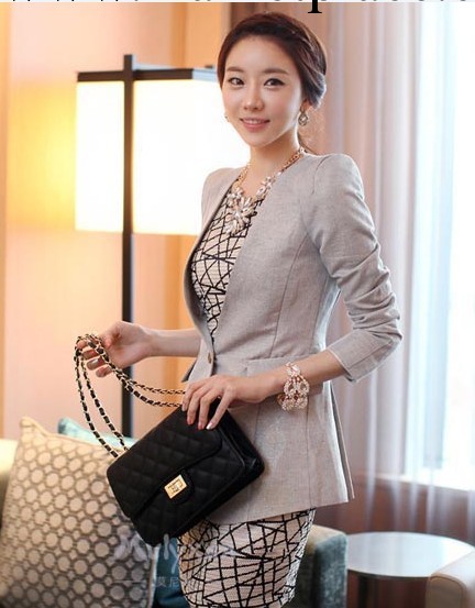 2013新款小西裝女韓版修身外套女裝中長款西服 OL棉麻工廠,批發,進口,代購