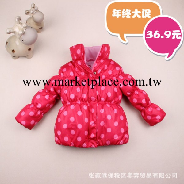 【火熱】外貿品牌童裝批發 淺色圓點大紅色 女童棉衣 兒童棉衣工廠,批發,進口,代購